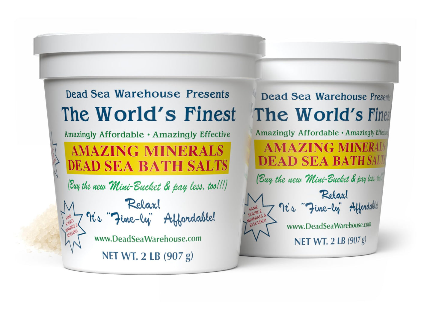 Dead Sea Warehouse - Dead Sea Salts for Soaking - 100% Dead Sea Mineral Bath Salts - Great for Soothing Muscles Aches, Relaxation, Alleviate Skin Issues - Unscented - 2 lbs - (2 Pack)