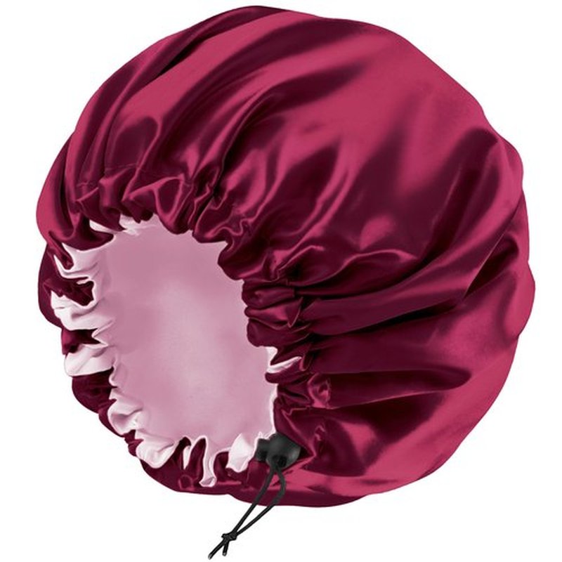 Satin Bonnet Silk Bonnet for Curly Hair Bonnet Braid Bonnet for Sleeping Bonnets for Women Large Double-Layer Adjustable Wine Red