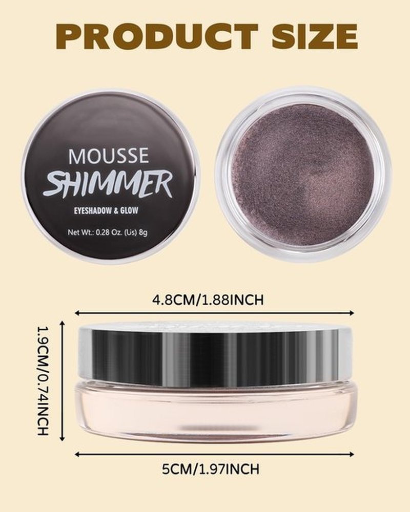 Shimmer Cream Eyeshadow, Ultra-Blendable Glitter Eye Shadow with Moisturizing Formula, Waterproof Long Lasting & Highly Pigmented, Single Creme Eyeshadow Highlighter Makeup for Women-02#Light Pink