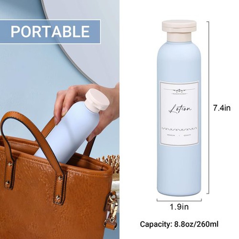 UMETASS 8.8oz Travel Bottles for Toiletries, Empty Plastic Squeeze Bottles with Flip Cap, Lotion Container for Toiletries (3 pack, bule)