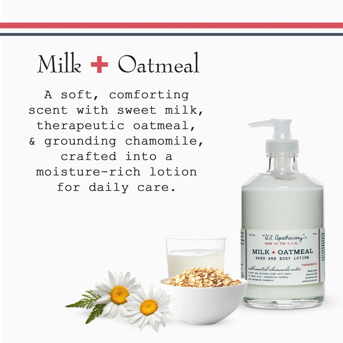 U.S. Apothecary Milk & Oatmeal Hand and Body Lotion, 12 fl oz