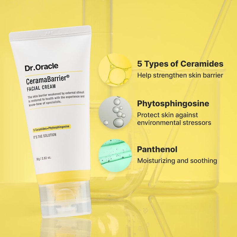 DR.ORACLE CeramaBarrier Facial Cream – Triple Lipid Barrier Support Moisturizer with Ceramides, Cholesterol & Fatty Acids for Dry & Sensitive Skin, Korean Skincare, 2.82 fl oz
