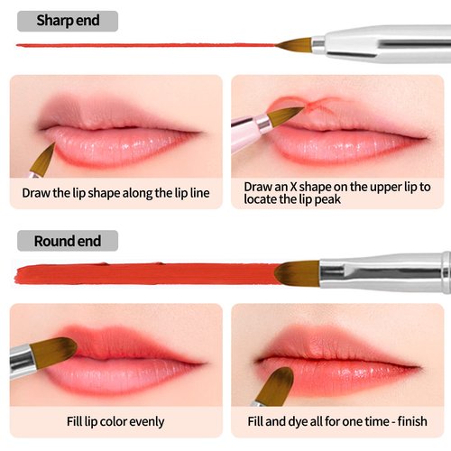 Unaone [2 Pack] Lip Brush for Lipstick, Retractable Lip Brushes, Dual-ended Makeup Brush for Lipstick Lip Gloss, Include Lid Silver and Green