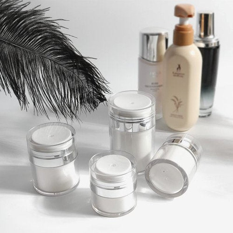 2Pack 100ml Airless Pump Jar - 3.5 Oz Moisturizer Pump Dispenser, Travel Lotion Container Vacuum Bottle for Skin Care, Thick Moisturizer, Skincare Cream