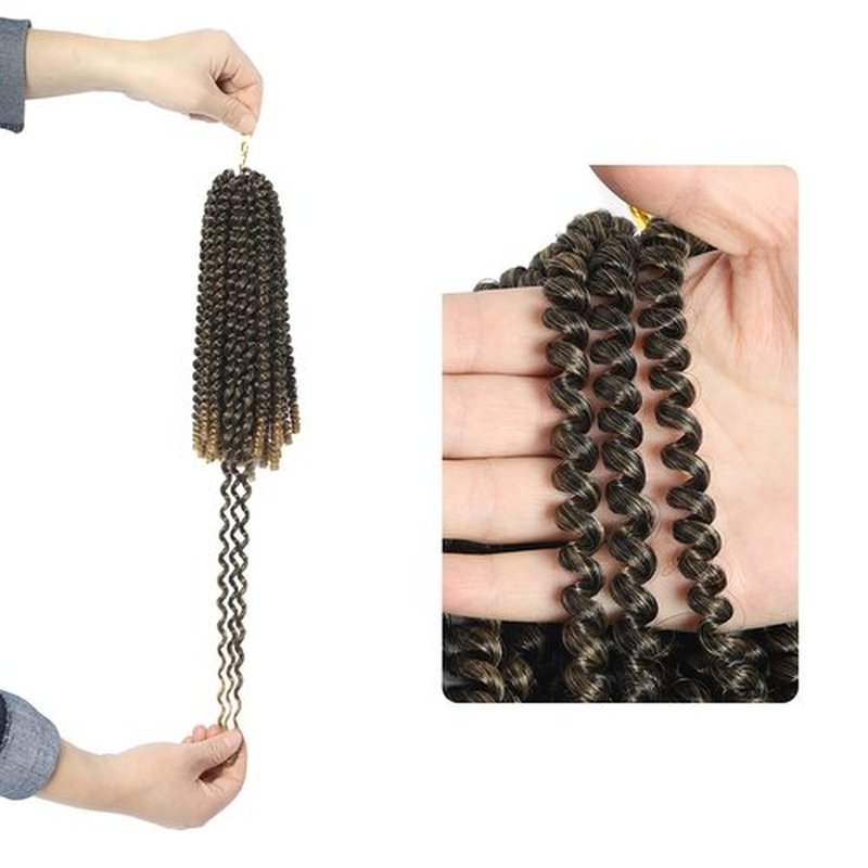 Bileaf 5 Packs Spring Twist Hair 8 Inch Fluffy Spring Twist Crochet Braiding Bomb Twist Ombre Blonde Hair Extensions for Butterfly Locs(T1B 27)