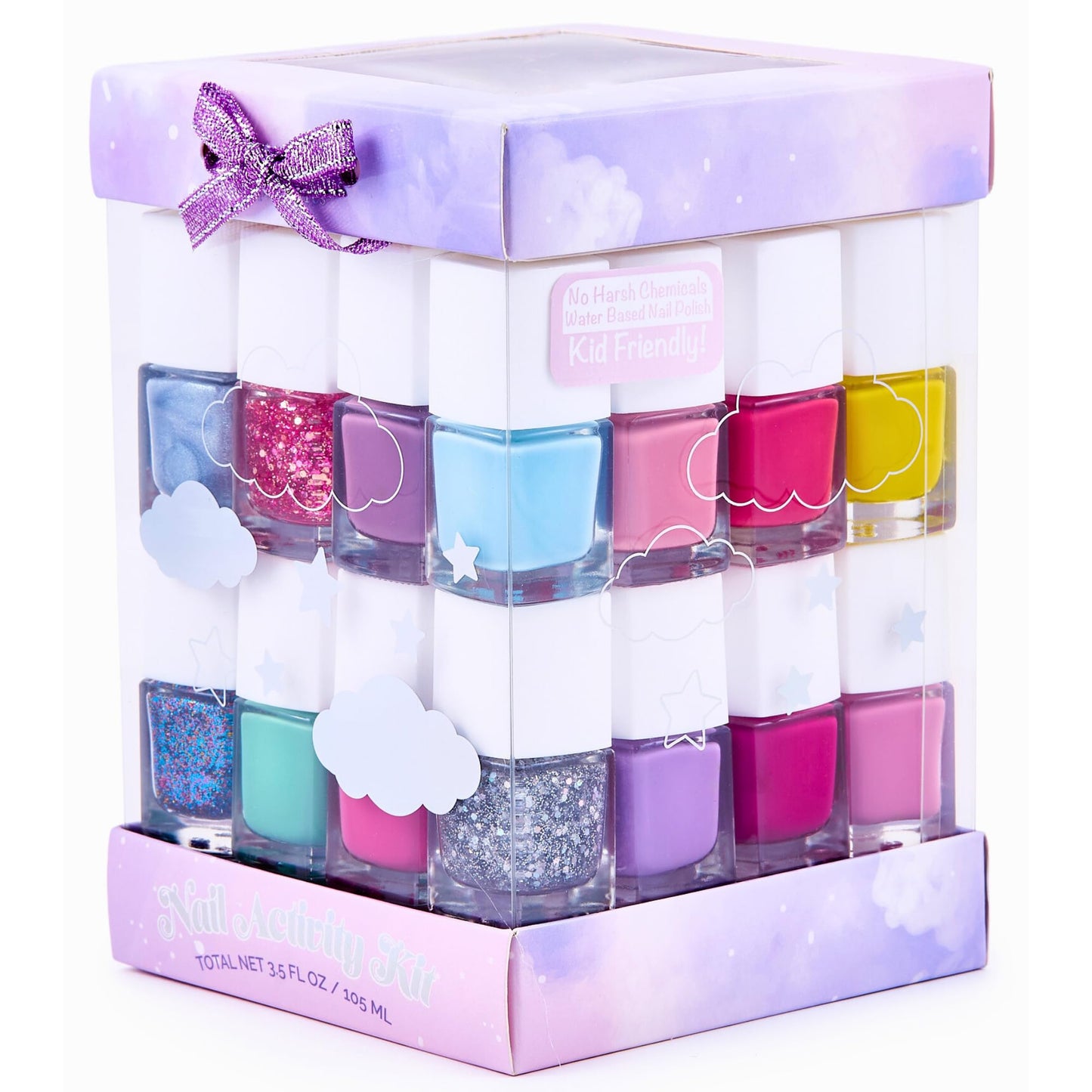 SIMPLE PLEASURES 17-Piece Unicorn Kids Nail Polish Set for Girls – Includes Non-toxic Nail Polish For kids with Gems, Stickers & Nail File - Gift Set for Girls Ages 7-12