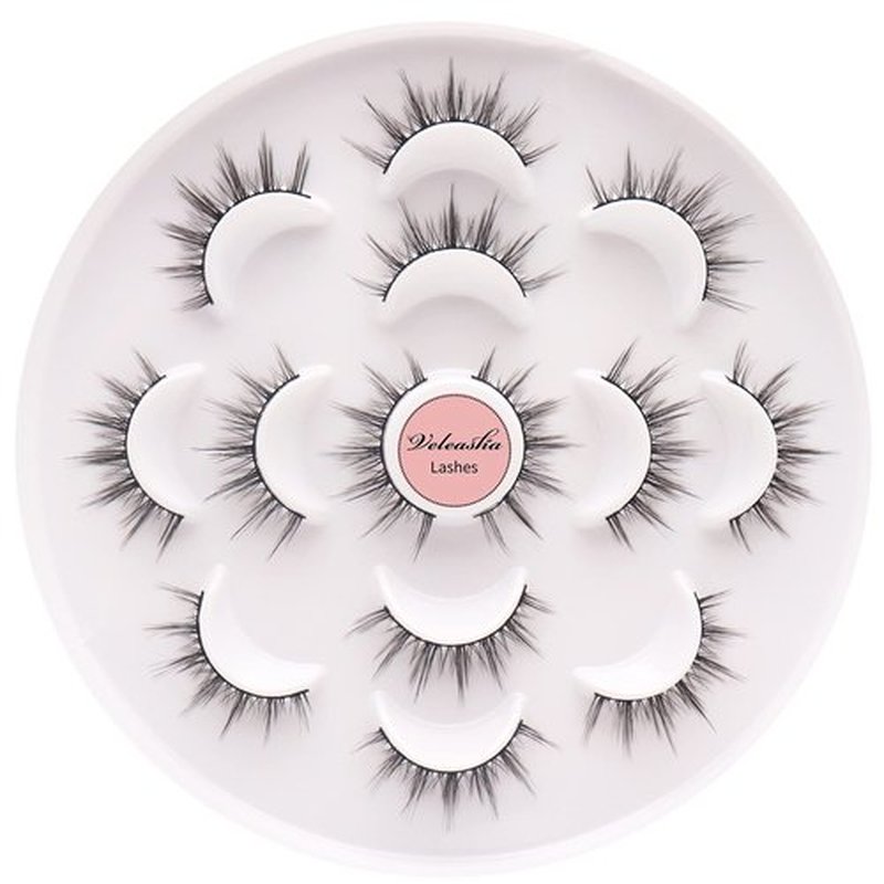 Veleasha Lashes 5D Faux Mink Lashes False Eyelashes Handmade Manga Lashes Spike Lashes Eye Lashes Wispy Fluffy Fake Lashes Luxurious Eyelashes Natural Look Volume Fake Eyelashes 7 Pairs Pack (6D75)