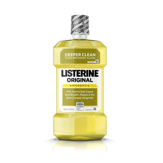 Listerine Original Oral Care Antiseptic Mouthwash with Germ-Killing Formula to Fight Bad Breath, Plaque and Gingivitis, 500 mL