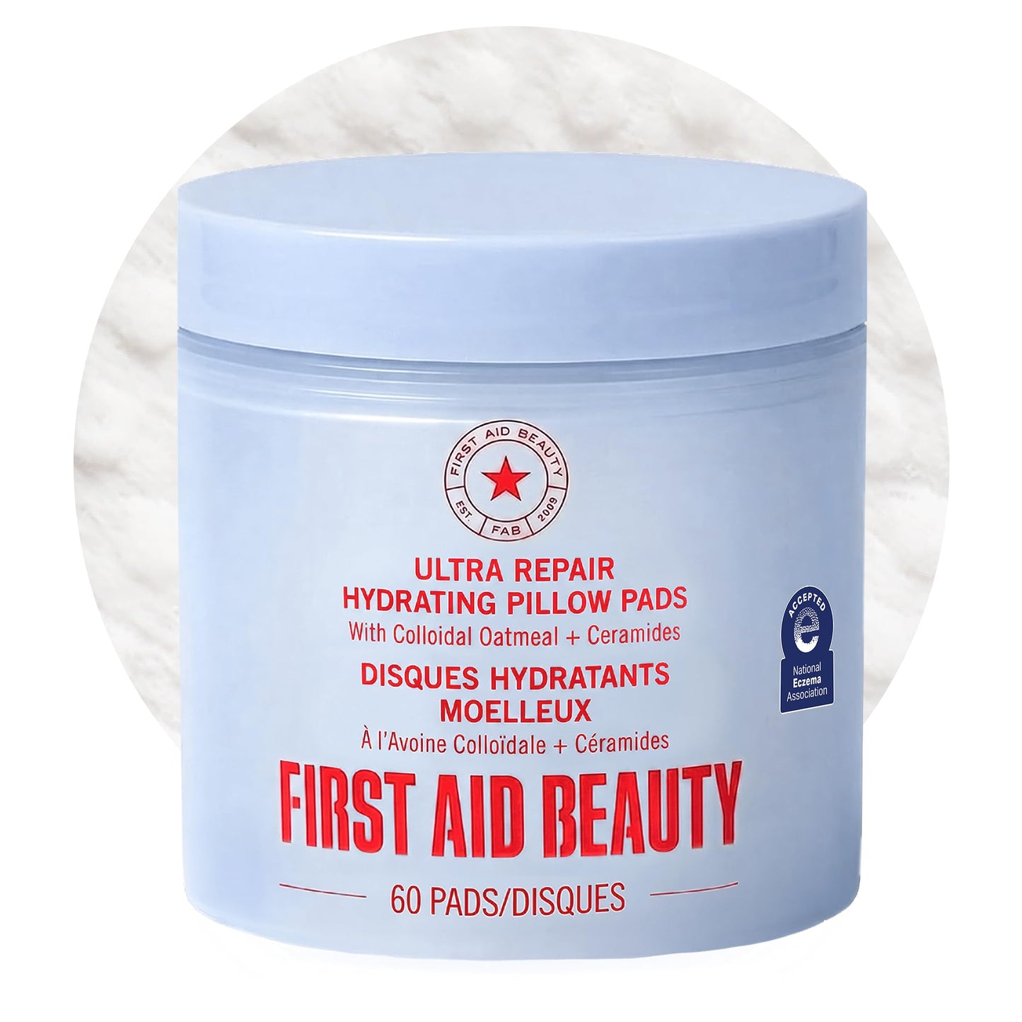 First Aid Beauty Ultra Repair Hydrating Pillow Pads, Soothing Face Pads with Colloidal Oatmeal & Ceramides for Dry, Sensitive Skin, 60 ct