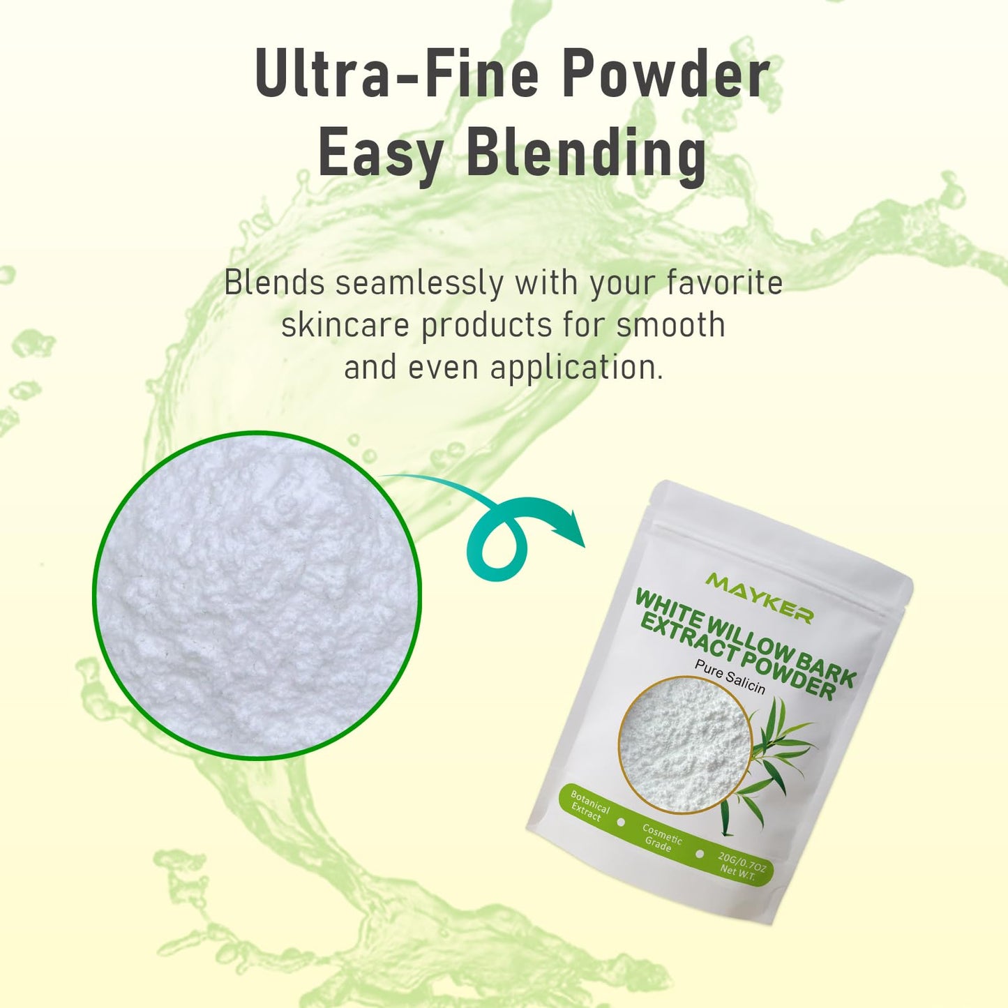 MAYKER White Willow Bark Extract For Face 0.7oz, Cosmetic Grade Ingredient for DIY Water Based Serums, Creams, Lotions, Masks & Custom Skincare Formulations