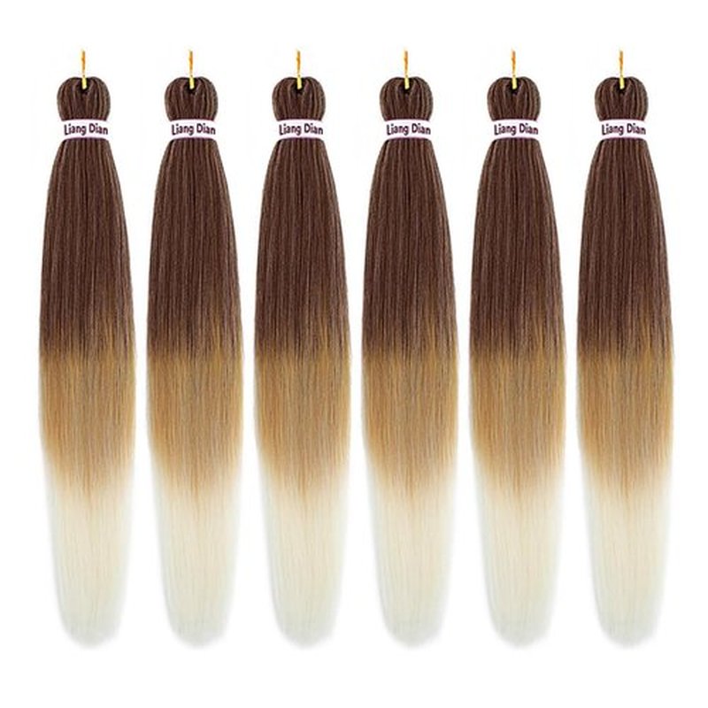 Liang Dian Pre-Stretched Braiding Hair 22 Inch 6 packs Hot Water Setting Synthetic Hair Crochet Braiding Hair Extension(4/27/613)