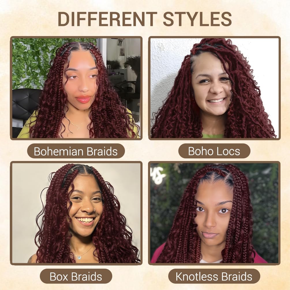 Human Braiding Hair for Boho Knotless Braids 1 Bundle 14 Inches 40g Deep Wave Bulk Human Hair for Braiding Hair Wet and Wavy 10A Brazilian Virgin Human Bohemian Hair for Braiding 99J