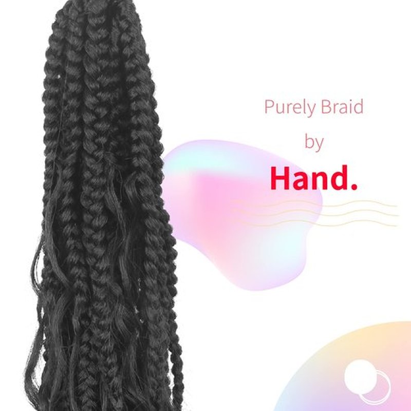 Niseyo Goddess Box Braids Crochet Hair 16 Inch 8 Packs Short Crochet Box Braids Pre Looped Curly Ends Boho Style Synthetic Hair (1#/Jet Black)