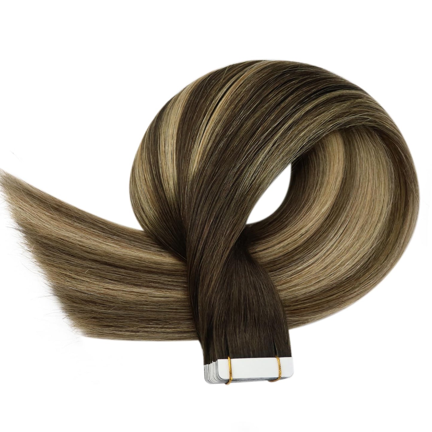 Full Shine Tape in Hair Extensions 30grams Human Hair Extensions Tape in Balayage Color 2 Fading to 8 Brown and 27 Blonde 12 Inch Double Sided Tape in Hair Extensions Short Remy Hair Extensions 20PCS