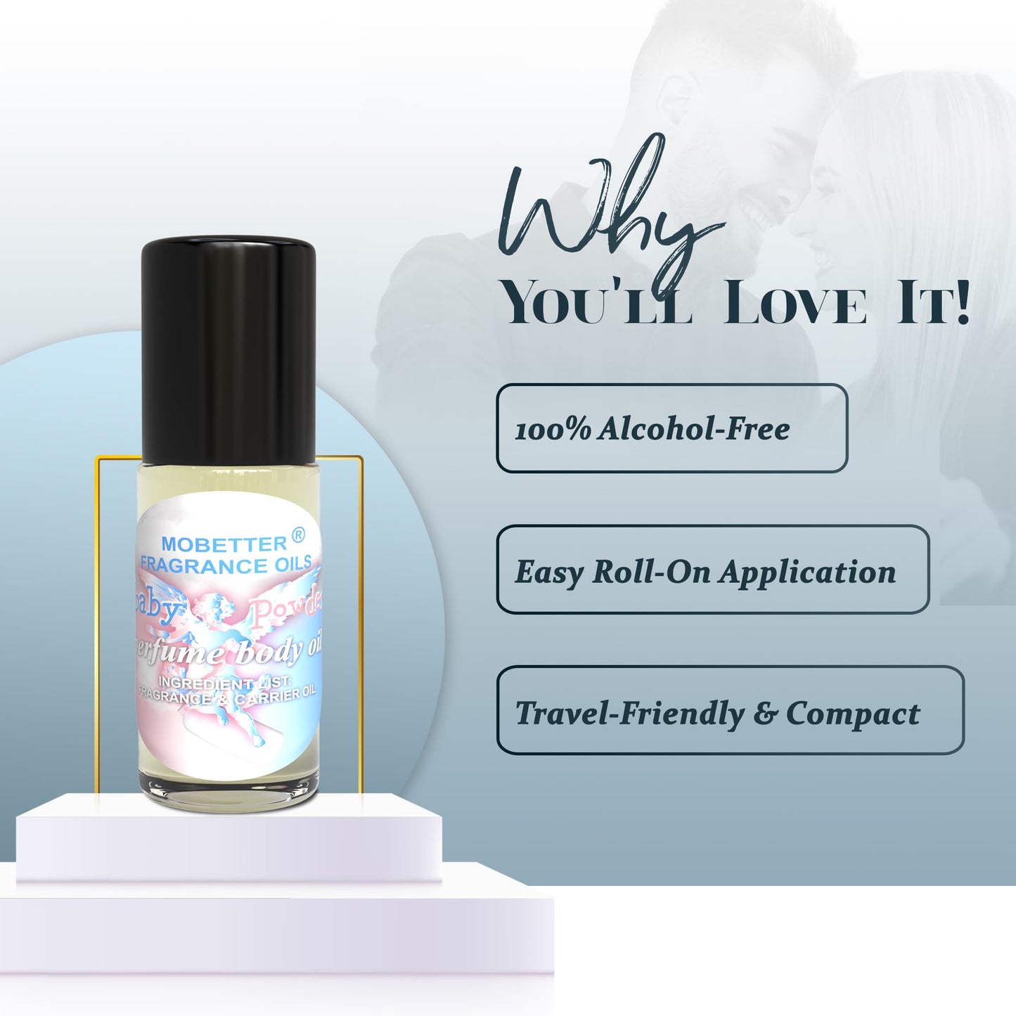 MOBETTER FRAGRANCE OILS Baby Powder 1 Oz Perfume Fragrance Body Oil for Unisex
