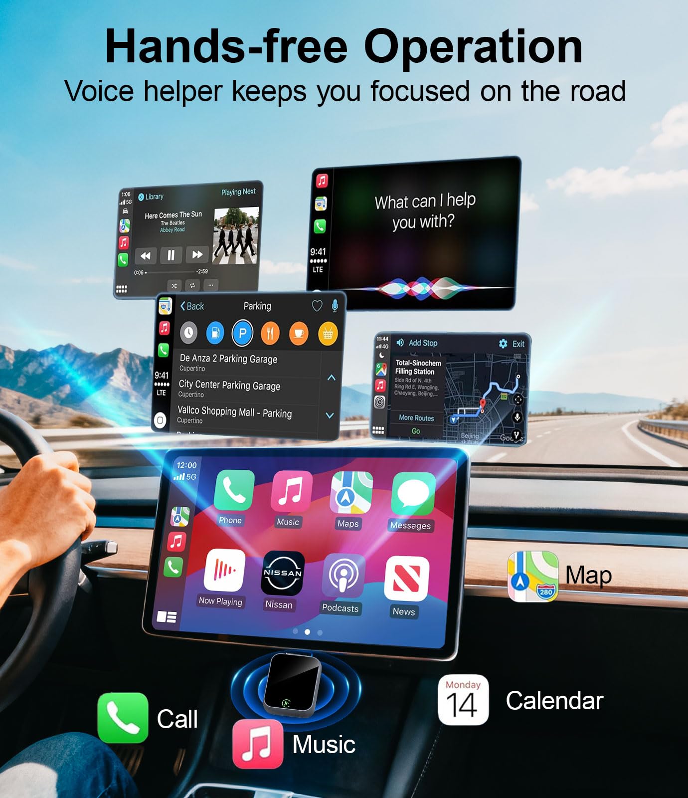 Enhanlife Wireless CarPlay Adapter for iPhone - No Audio Lag, Auto-Connect - Convert Factory Wired to Wireless CarPlay - Bluetooth 5.3 & 5GHz Wi-Fi - Plug & Play (Includes USB A/C)