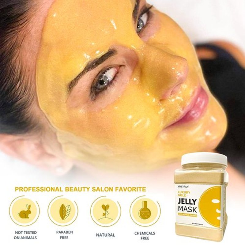 YMEYFAN Jelly Mask Powder for Facial Professional - 24K Gold Anti-Aging & Firming Hydro Jelly Mask, Hydrating Jelly Face Mask Skin Care, Gel Peel Off Mask for Spa Salon Vajacial Mask 17.6Fl Oz