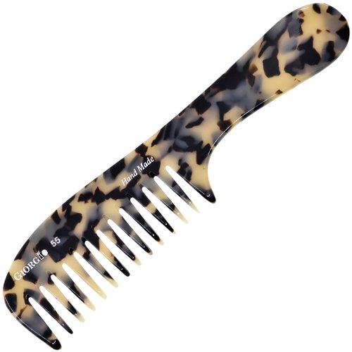 Giorgio G55 Wide Tooth Comb for Wet Hair Detangling Comb, Hair Comb for Thin to Medium Thickness Hair Detangler, Hair Combs for Women, Handmade Large Tooth Comb Rake Comb Saw-Cut and Hand Polished