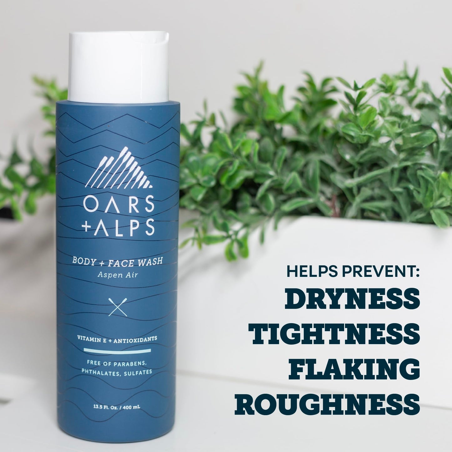 Oars + Alps Body Wash for Men, Mens Body Wash & Face Cleanser with Vitamin E & Antioxidants, Moisturizing, Paraben & Sulfate Free Cleanser, Aspen Air, 2pk