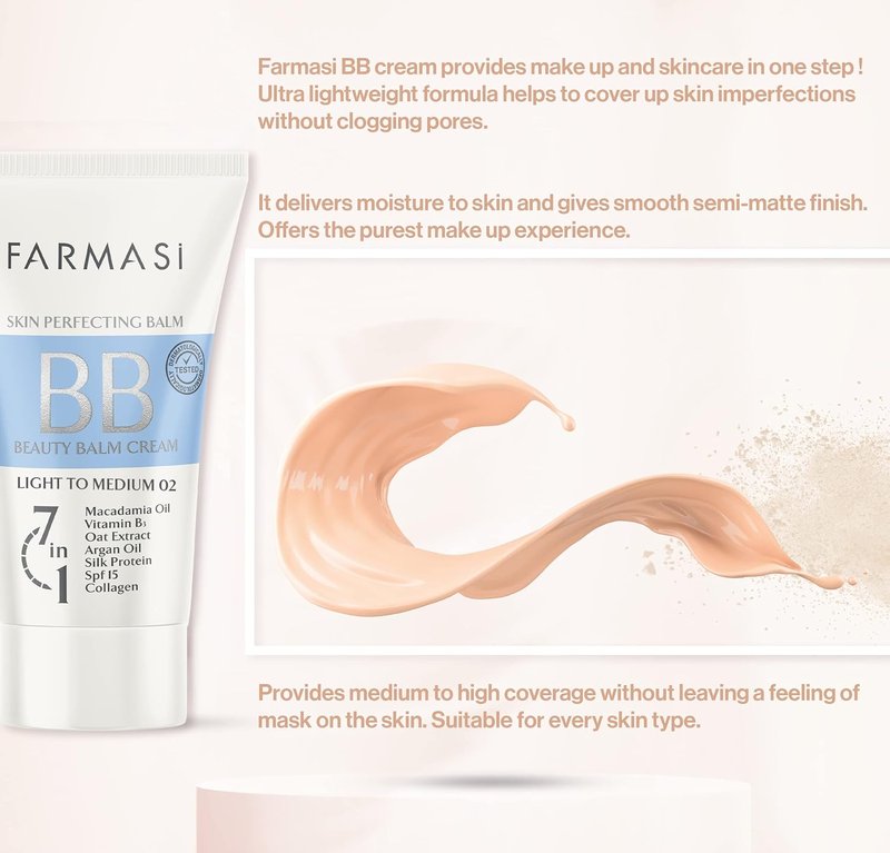 BB Cream Beauty Balm - Full-Coverage Foundation & Concealer for All Skin Types | 1.7 fl. oz. (Light to Medium)