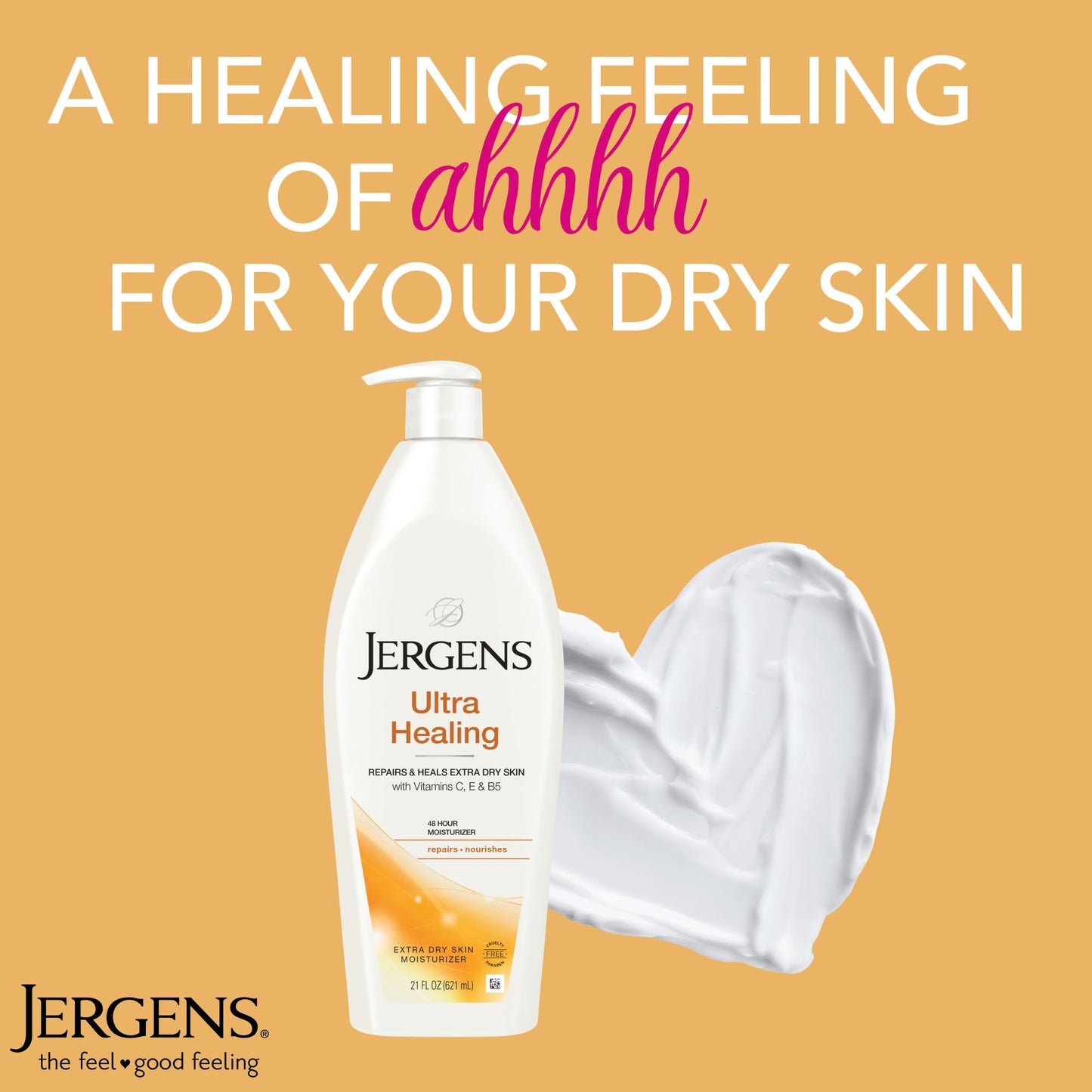 Jergens Ultra Healing Dry Skin Moisturizer, Body and Hand Lotion, for Absorption into Extra Dry Skin, 21 Ounce, with HYDRALUCENCE blend, Vitamins C, E, and B5