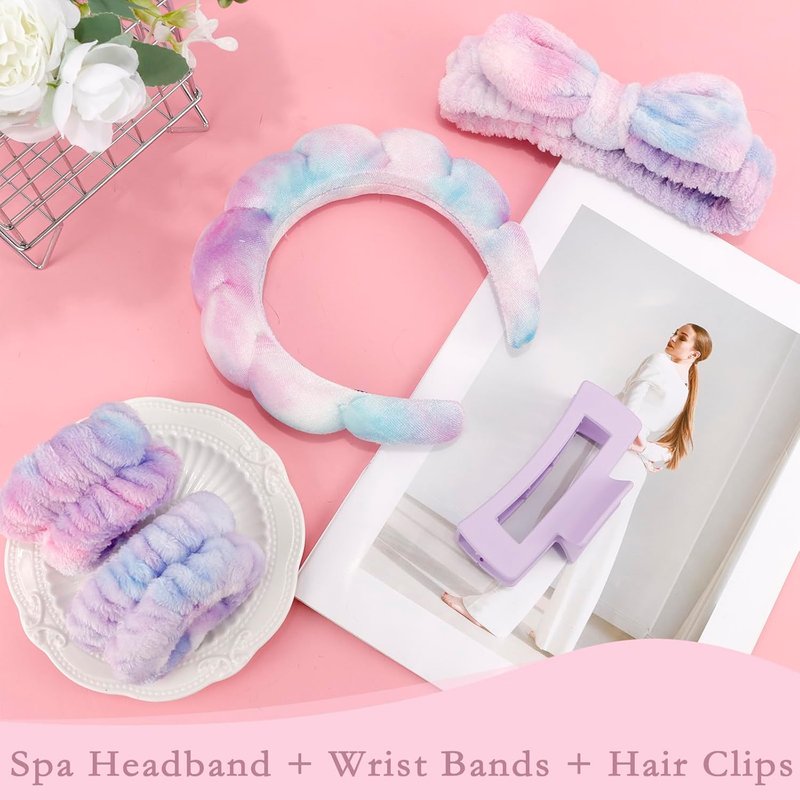 Canitor Spa Headbands Set - Non-Slip Makeup Headbands & Wrist Towels for Skincare | Cute Teen Girl Gifts