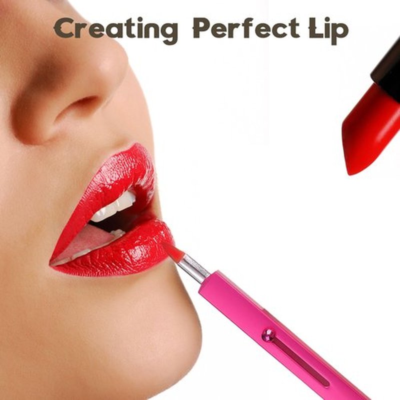 Lip Applicator Brush - 3 Pack Exquisite Professional Dustproof Retractable Lip Brush - Makeup Lipstick Lip Gloss Applicators (Pink Red Gold)