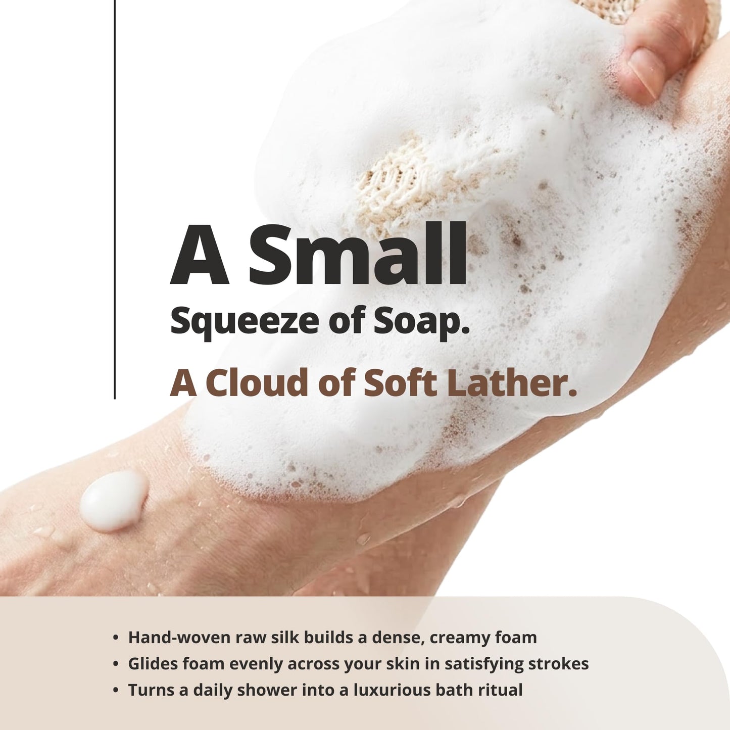 aisen Japan - Handmade Silk Exfoliating Glove with Sericin, Ultra-Gentle Body Wash Mitt for Sensitive Skin, Moisturizing Raw Silk Shower Scrubber, Made in Japan Luxury Bath Gift for Women