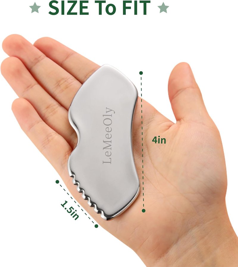 Gua Sha Facial Tools Set - Stainless Steel 2-Piece Gua Sha for Face & Neck | Lymphatic Drainage Massage Tool