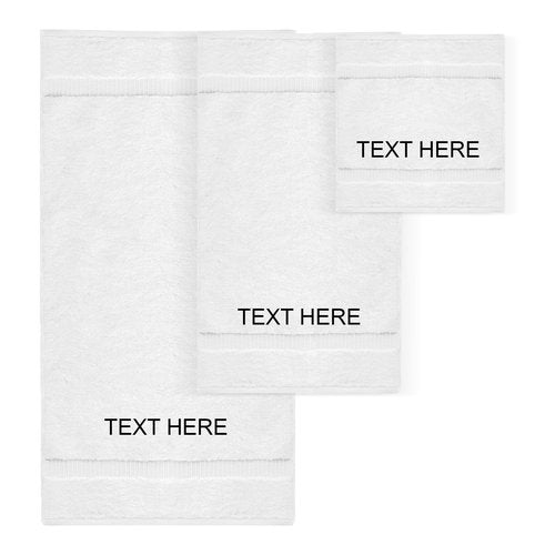 Chakir Turkish Linens | Hotel & Spa Quality 100% Cotton Premium Turkish Towels | Soft & Absorbent (Personalized 3-Piece Towel Set, White)