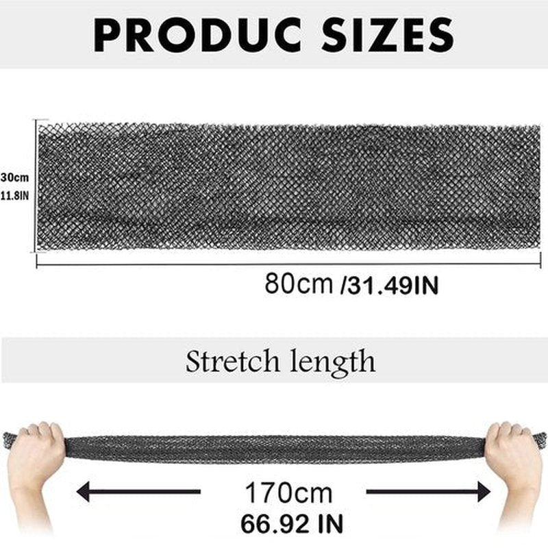African Net Long Bath Net Sponge,JASSINS Bathing Body Exfoliating Shower Body Back Scrubber Skin Smoother,Stretch Length to 66 INCH (Black)