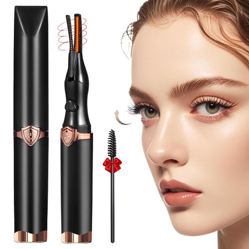 Heated Eyelash Curler - Fast Heat up in 8s - 3 Heat Modes with USB Rechargeable - Electric Eyelash Curler - 24 Hours Long Lasting (Brown Black)