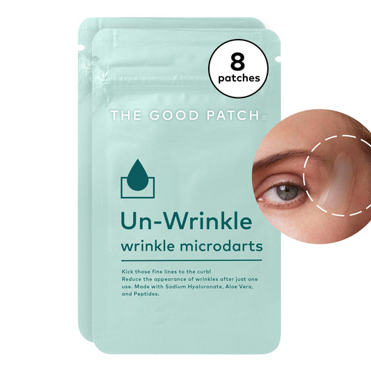 The Good Patch Un-Wrinkle Microdart Anti Wrinkle Patches for Crow’s Feet and Between Eyes, Made with Sodium Hyaluronate, Aloe Vera, Peptides, Clinically Proven (8 Total Microdart Patches)