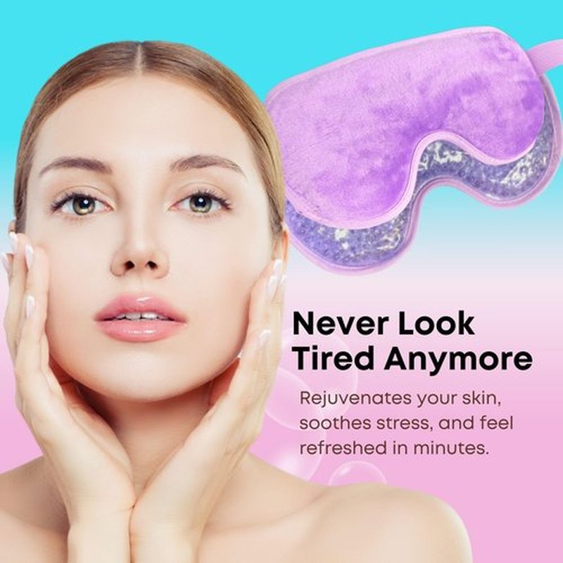 Cooling Gel Bead Eye Mask - Reusable Eye Mask with Cooling Gel for Puffiness, Migraines, Headaches & Post-Surgery Relief - Cold Eye Mask for Puffy Eyes & Relaxation (Purple)