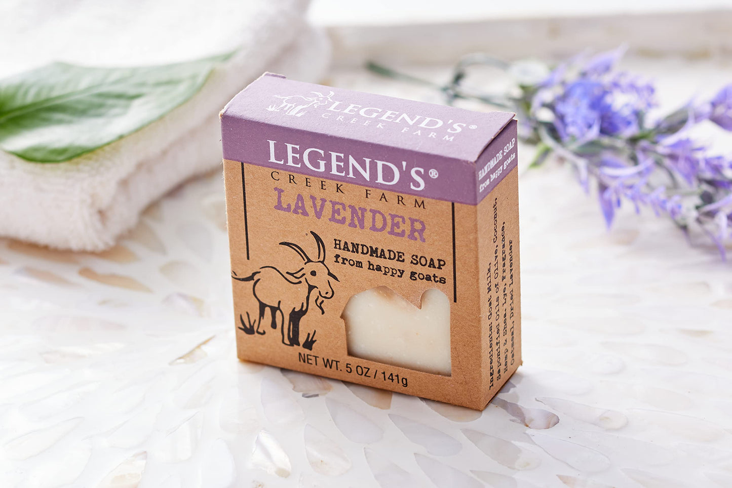 Legend's Creek Farm Goat Milk Soap - Cleansing Moisturizing Bar for Hands and Body - 5 Oz Creamy Lather, Nourishing, Gentle Natural Soap for Sensitive Skin, Handmade in USA (Lavender, Pack of 1)