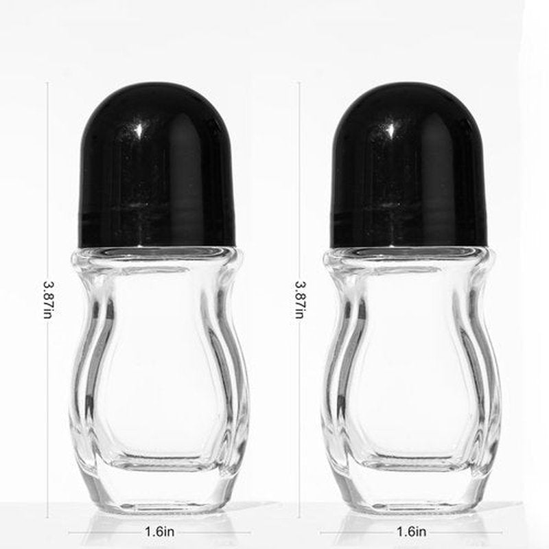 2 Pcs Glass Empty Roller Bottles, Deodorant Roll On Bottles Deodorant Containers,Roller ball deodorant container, Empty Roller Ball Bottles For Essential Oils Perfume Cosmetics(30ml) (2pcs Oval)