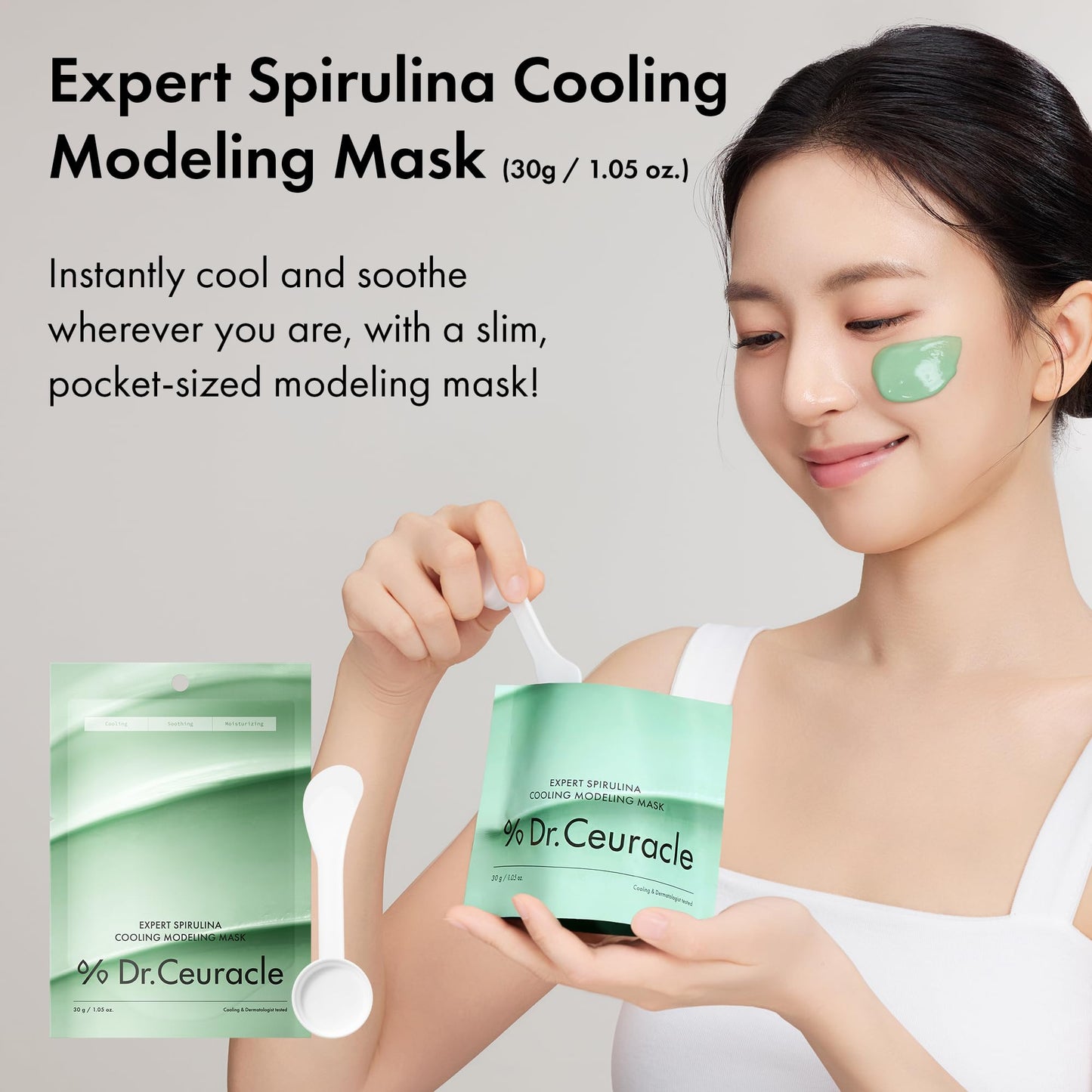 leegeehaam Dr.Ceuracle Expert Spirulina Cooling Modeling Mask - Jelly Face Mask for Glass Glow Skin, DIY Home Spa, Korean Skincare for Stocking Stuffers (30g / 1.05 oz.)