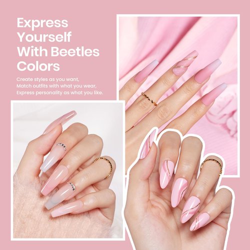 Beetles Gel Nail Polish Kit with Uv Light 48W Led Nail Lamp 6 Colors Nude Gray Pink Gel Polish Starter Kit Manicure Soak off Led Salon DIY Home Gift for Girls
