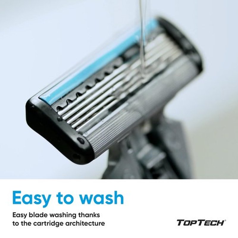 TopTech PRO 5 Razors for Men - Manual Shaving Razor & Replaceable Cartridges - 5-Blades Technology - 9 Count Pack (Handle + 8 Refills) - Soft Shave & Sharp Blades - Cost-effective Refill