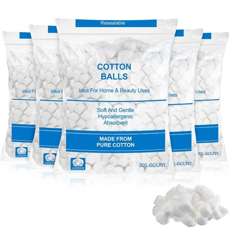 Heigble 1000 Pcs Soft Cotton Ball Bulk Organic Medium Cotton Ball Absorbent Multipurpose Pure Cotton Ball for Nail Polish Remover Makeup Removal First Aid Face Crafting Cleaning Skin Applying Lotion