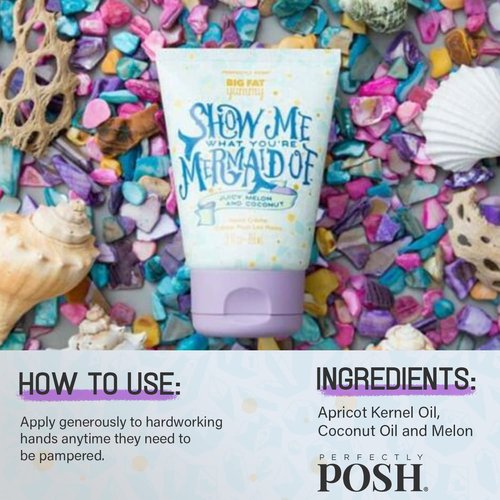 Perfectly Posh Hand Cream 89 ml, Show Me What You're Mermaid Of Hand Moisturizer-BFYHC, Naturally Pampering Hand Lotion, with Mermagical Blend of Melon and Coconut Fragrance, Hand lotion for Dry Hands