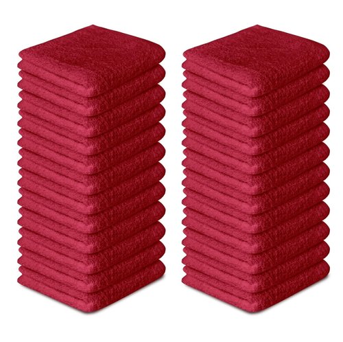 Softolle 100% Cotton Ring Spun Wash Cloths – Bulk Pack of Washcloths – 12x12 Inches – Wash Cloth for Face, Highly Absorbent, Soft and Face Towels (Burgundy, 60 Pack)