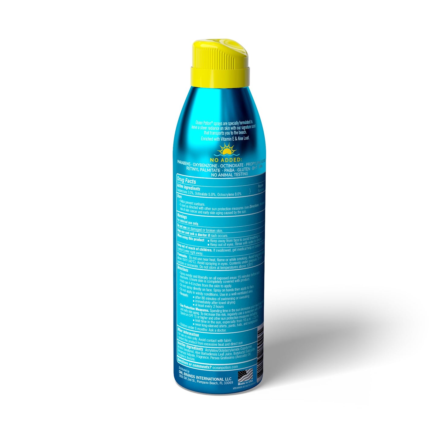 Ocean Potion Sun Care Continuous Sunscreen Spray SPF 50, Broad Spectrum UVA/UVB Protection Body Spray with Vitamin E & Aloe, Non-Greasy, Water-Resistant, 5.5 oz