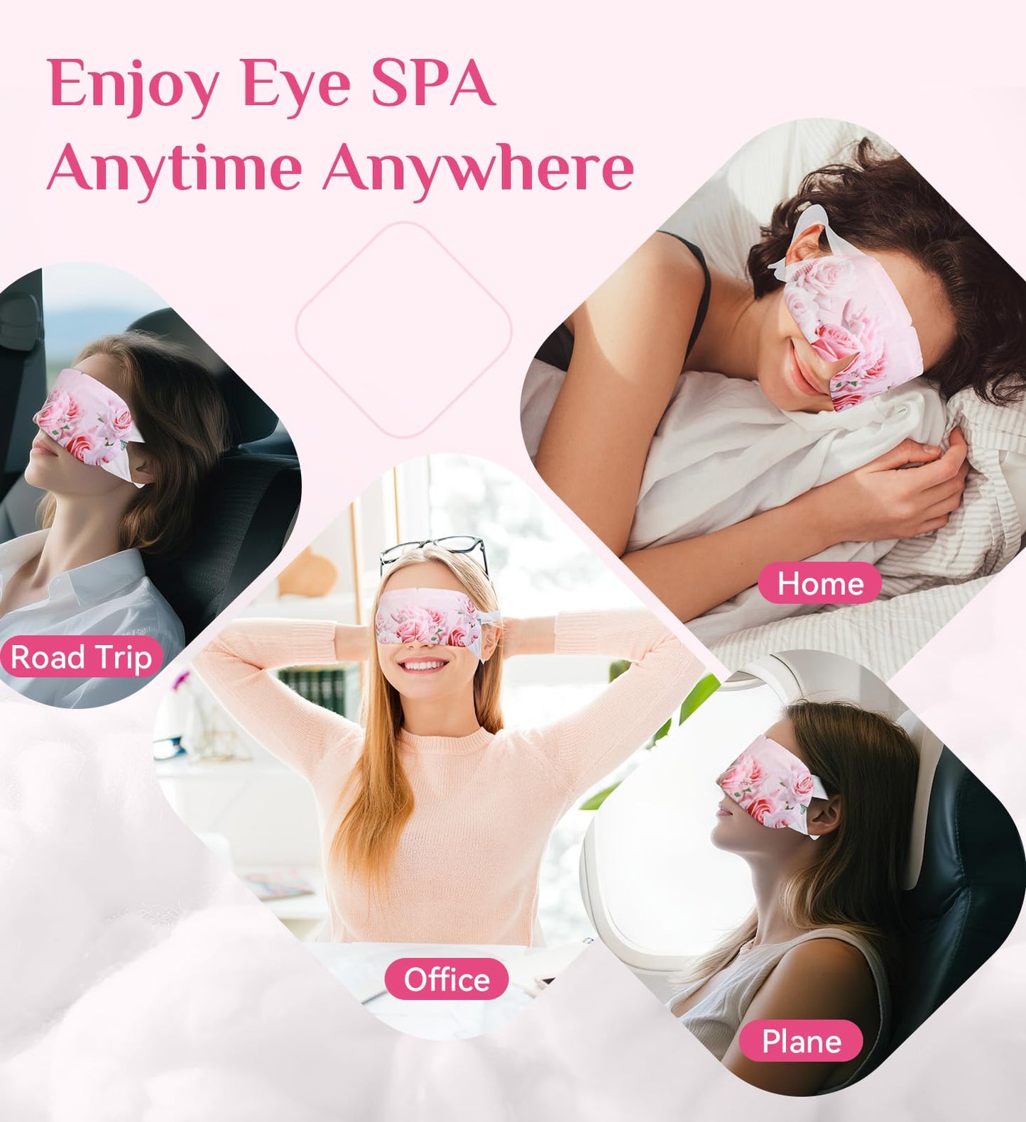 ZHENYEMEI 6 Packs Rose Heated Eye Mask - Heating Eye Mask Warm Compress for Dry Eyes Puffiness Dark Circles Sleep Stye Irritation Stress Relief Self Care Wellness Spa Relaxation Gift
