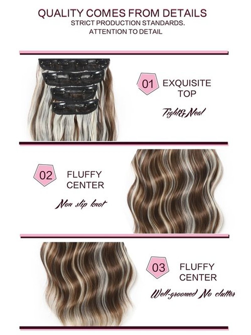 Blonde Hair Extensions, 20inch 4PCS Long Wavy Curly Clip in Hair Extensions Natural Soft Synthetic Hairpieces for Women (Intercolor)
