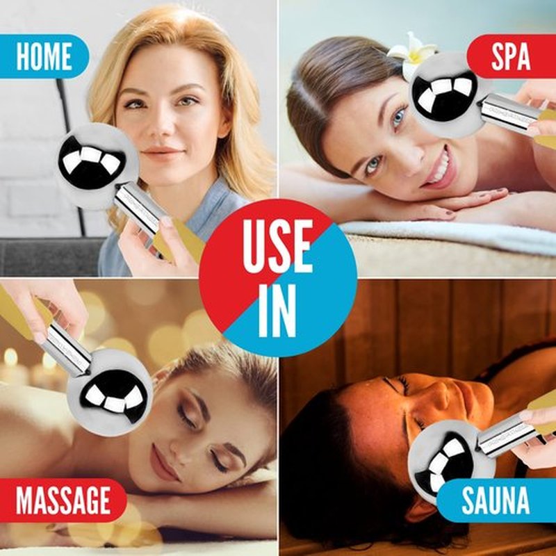 Ice Globes for Facials | Unbreakable Steel Cooling Roller | Cryo Sticks for Face | Massager for Face Neck & Eyes | Skin Care for Dark Circles, Puffiness, Wrinkles, Collagen Production (GOLD)
