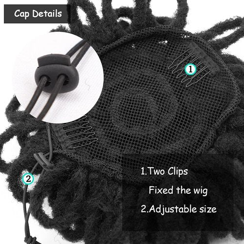Yinmei Baibian Loc Ponytail Drawstring Petal Bun Afro Dreadlock Buns Pony Tail Curly Puff Braid Ponytails For Black Women Faux Locs Braided Bun(1B#)