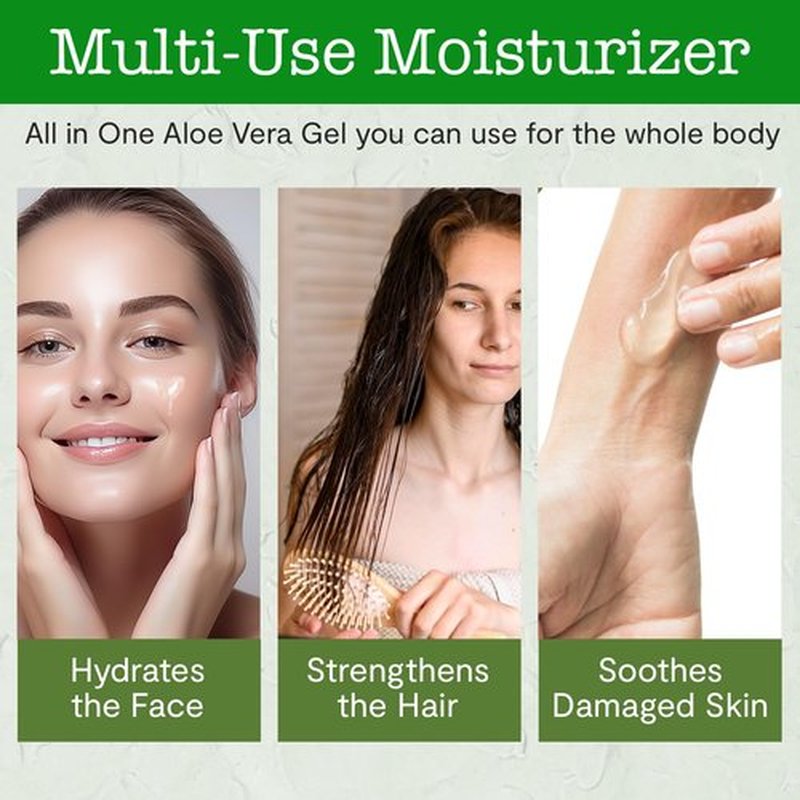 DEW ME DAILY USDA Certified Organic Aloe Vera Gel 12 oz - 100% Pure, Cold Pressed, Hand Harvested, Infused with Coconut, Lime & Verbena Essential Oils, Chemical-Free - Skin & Hair Care, Made in USA