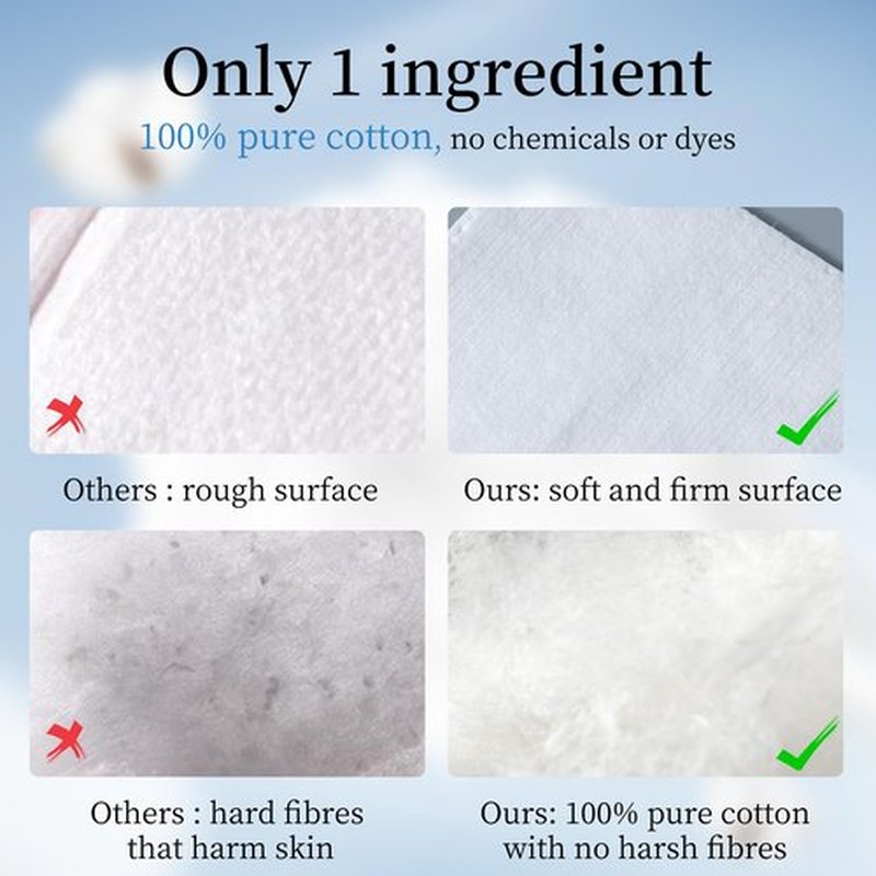 SHINO Natural Square Cotton Pads, Biodegradable Pads, Makeup Remover Pads for Sensitive Skin - Beauty, Personal Care, Baby Care & Daily Cosmetics (3 Pack)