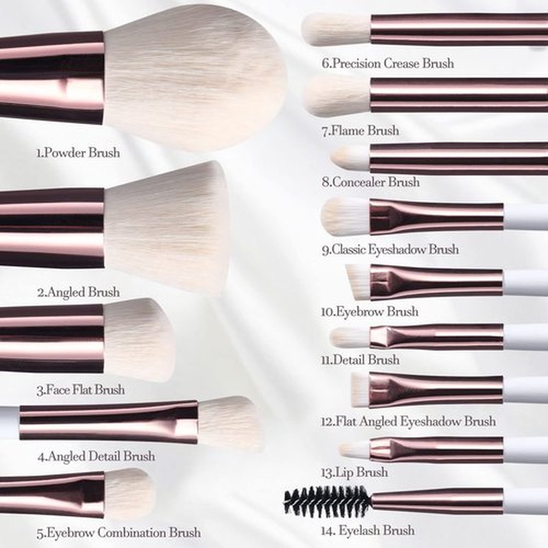 BS-MALL Travel Makeup Brush Set Foundation Powder Concealers Eye Shadows Makeup Set with LED light Mirror 14 Pcs (White)…